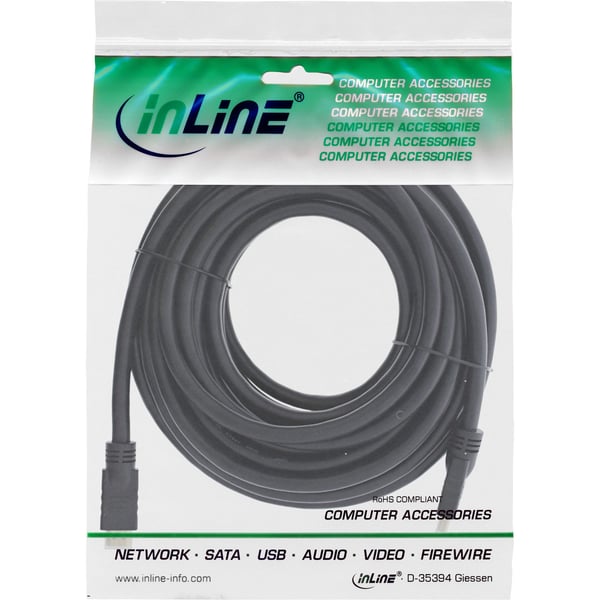 INLINE High Speed Premium - HDMI-kabel med Ethernet - HDMI hann til HDMI hann - 10m - Trippel isolasjon - Svart - Støpt, 4K-støtte, 2160p-støtte