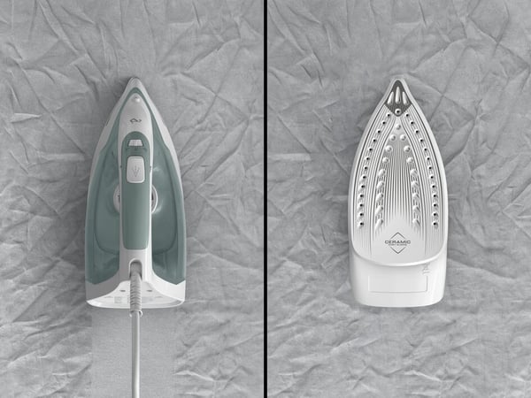 Tefal Virtuo FV2C42E0, Tørr & dampstrykejern, Keramisk strykesåle, 1,9 m, 120 g/min, Grønn, Hvit, 27 g/min