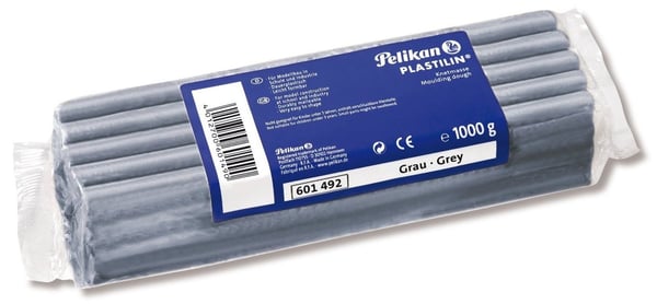 Pelikan Plastilin kvalitetsmodelleringsleire, grå, spesielt for modellbygging (skole og industri) (601492)