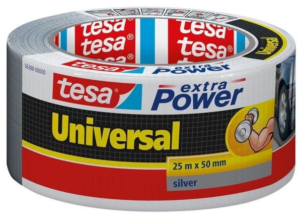 Kapton/tygtape, Tesa Extra Power Universal, 50 mm x 25 m, grå