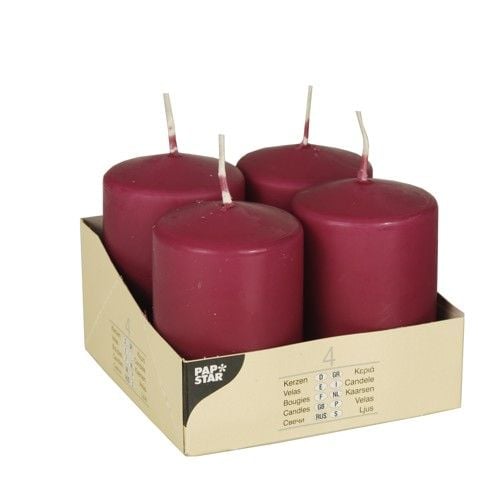 Papstar 10495, Cylinder, Bordeaux, 16 timer, 4 stykker Papstar 10495, Cylinder, Bordeaux, 16 timer, 4 stykker