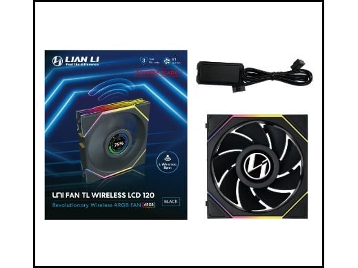 Lian Li UNI FAN TL Wireless - Kabinettvifte - omvendt blad - med LCD-skjerm - 120 mm - svart