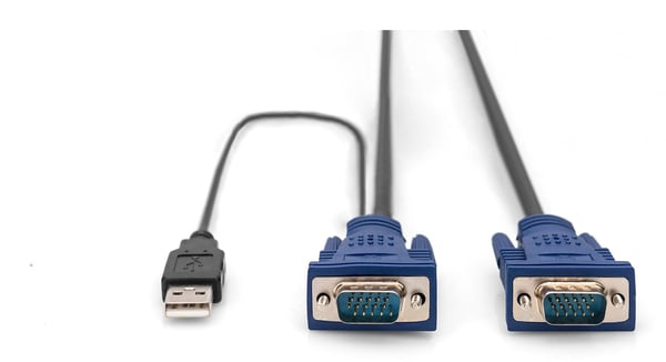 DIGITUS – Näppäimistö-/video-/hiiri-/USB-kaapeli – HD-15 (VGA) (uros) – USB, HD-15 (VGA) (uros) – USB 2.0 – 3 m – musta