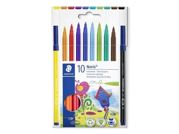 STAEDTLER Noris Club 326 - Fibertuppenn - assorterte farger - vannbasert matfargeblekk - 1 mm (en pakke 10)