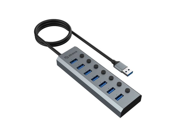 USB HUB Akasa AKASA Hub 7 i 1, USB-A 3.2 Gen 1, grå