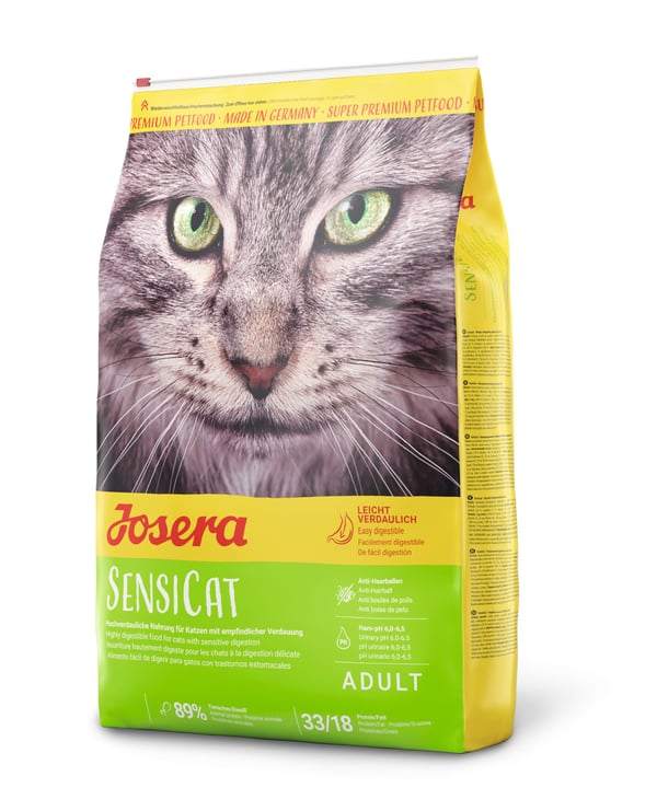 Josera SensiCat, Voksen, Alle hunderaser, Mais, Lever, Fjærfe, Ris, 10 kg, Fri for smakstilsetninger