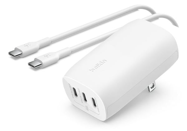 Belkin BoostCharge - Strømadapter - PPS-teknologi - 67 watt - 3.25 A - Power Delivery 3.1, PD 3.0, Fast Charge - 3 utgangskontakter (USB-C) - hvit