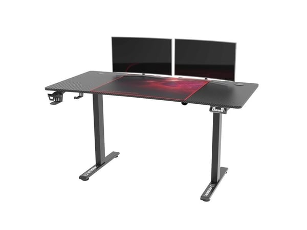 Ultradesk LEVEL V2 gamingbord 140 x 68 cm, 72–117 cm, svart/röd