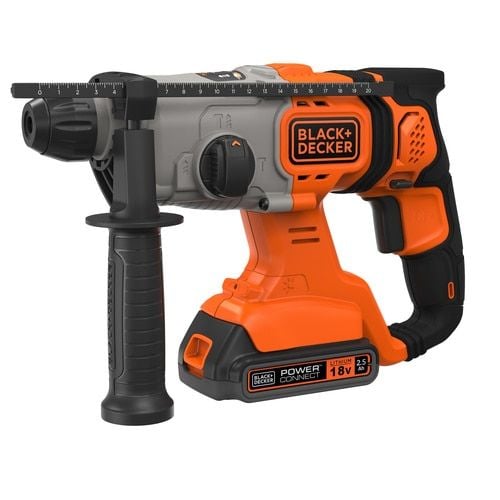 BLACK+DECKER BCD900E2K - Roterende hammer - trådløs - 3-modus - SDS-plus - 1.2 joule - 2 batterier - 18 V