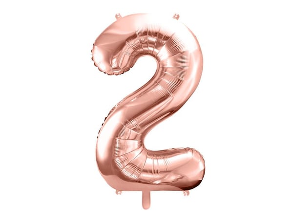 PartyDeco FB1M-2-019R, Ilmapallo, Kalvo, Ruusukulta, Syntymäpäivä, Numero, Poika/tyttö