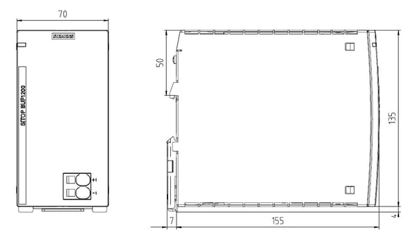 Siemens SIEM 6EP4231-7HB00-0AX0 Puffermodul SITOP BUF1200 Puffer- kapazität 300 ms/40, Valmiustila (ilman yhteyttä), CE, RoHS, REACH, 135 mm, 220 m...