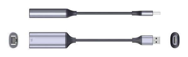 VALUE 12.99.1127, USB Type-A, RJ-45, Svart, Sølv, 5 Gbit/s, 27 mm, 77 mm
