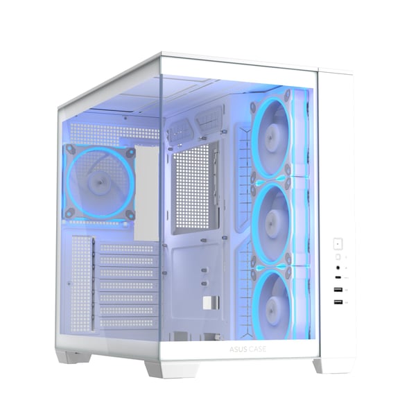 ASUS A32 Plus TG ARGB White, Midi Tower, PC, Valkoinen, ATX, mikro ATX, Mini-ITX, Metalli, Pelaaminen