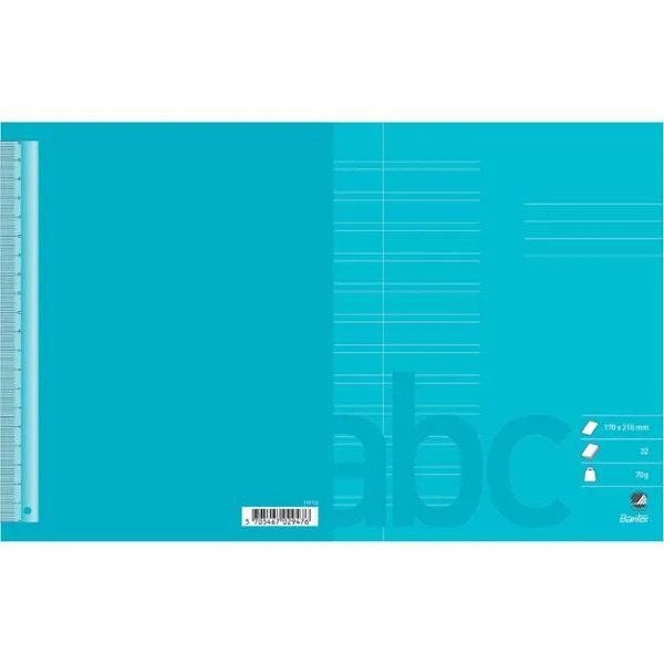 Skrivehæfte Bantex, 17 x 21 cm, 12 dobbeltlinjer (4+12+4 mm), turkis, 20 stk.