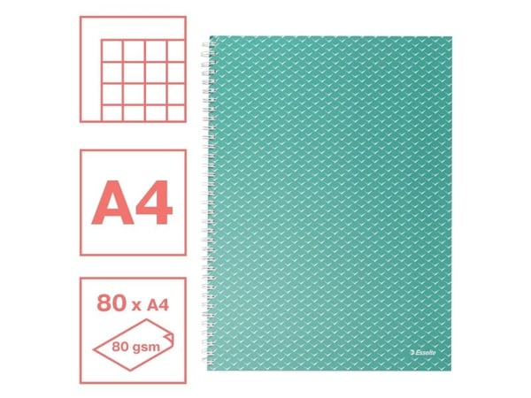 Esselte Colour''Breeze A4 Muistikirja, Kuvio, Vihreä, A4, 80 arkkia, 80 g/m², Neliöpaperi