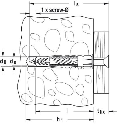Fischer 518886, Nylon, Plast, Grønn, 50 mm, 8 mm, 6 cm, 4,5 mm