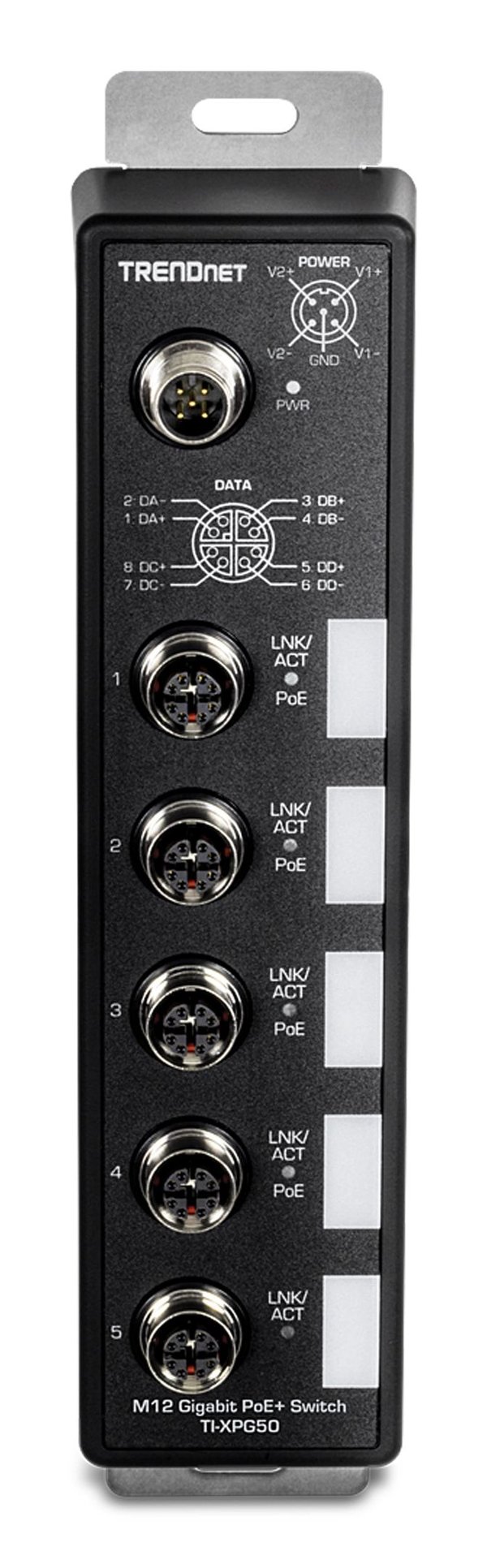 TRENDnet - Version v1.0R - switch - EN50155, industrial - ikke-styrt - 4 x 10/100/1000 (PoE+) + 1 x 10/100/1000 - DIN-skinnemonterbar, veggmonterba...