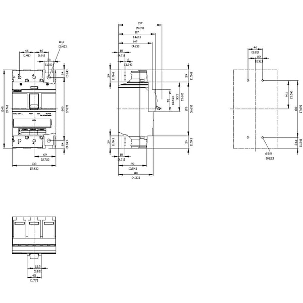 Siemens 3VA5460-7EC31-0AA0 -katkaisija, 1 kpl. Säätöalue (virta): 600–600 A Kytkentäjännite (maks.): 600 V/AC, 500 V/DC (L x K x S) 138 x 248 x 110...