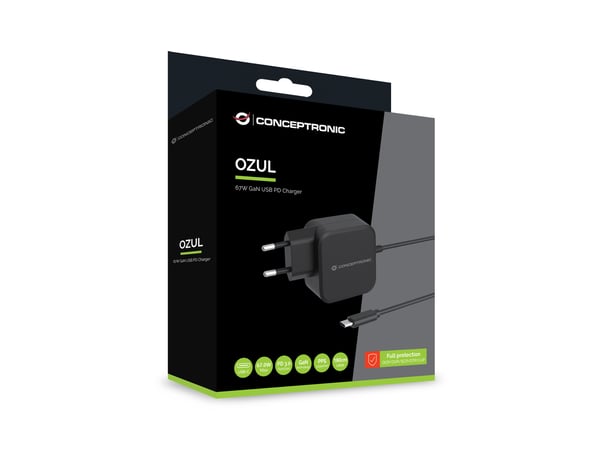 Conceptronic OZUL04BE, Innendørs, AC, 21 V, 1,8 m, Svart