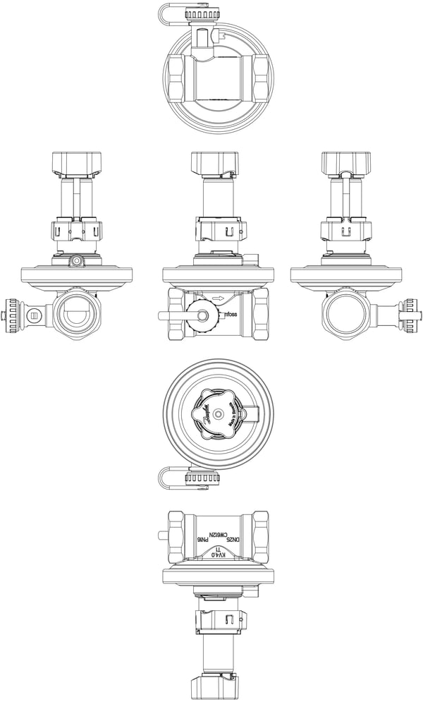 Danfoss ASV-PV-4G DN25 - 5-25 kPa KVS 4,0-indregulering ventil differenstryk reg.