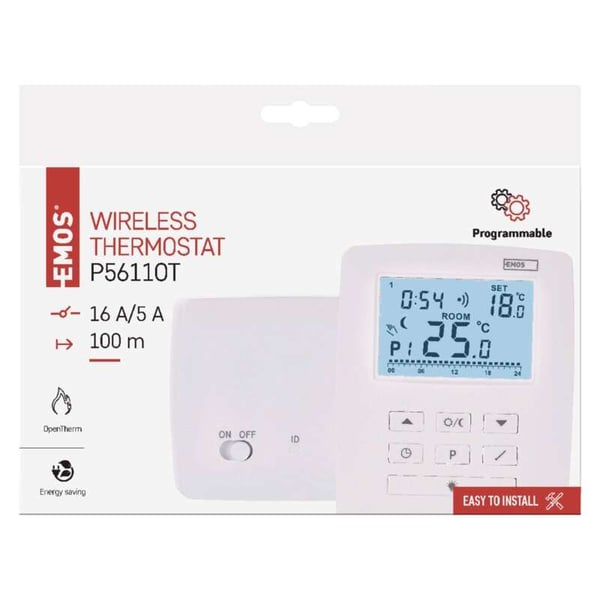 Emos P5611OT, Room, 868 MHz, Valkoinen, 100 m, AC/Akku, AC
