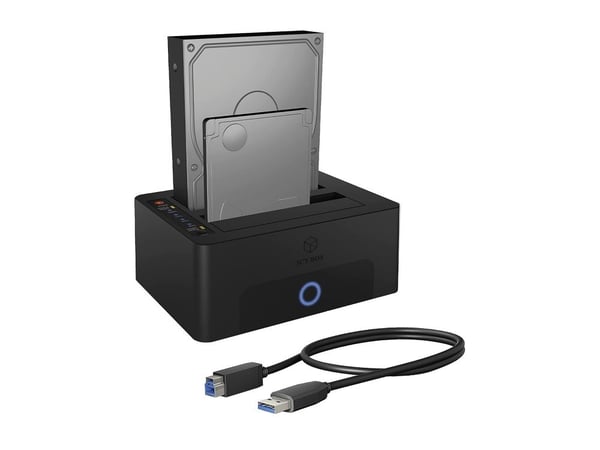 ICY BOX IB-1232CL-U3 HDD-dokkingstasjon med 2 plasser for 2,5"/3,5" SATA via USB 3.2 Gen 1