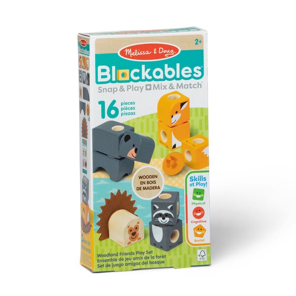 Melissa & Doug MDT BBN Blockables Woodland Crtrs GML, 2 år, 16 stykker, Tre