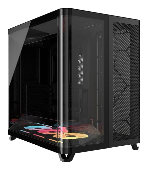 CORSAIR iCUE LINK AIR 5400 LX-R RGB - Mid tower - utökad ATX - genomskinlig sidopanel (härdat glas) - ingen strömförsörjning (ATX) - svart - USB/ljud