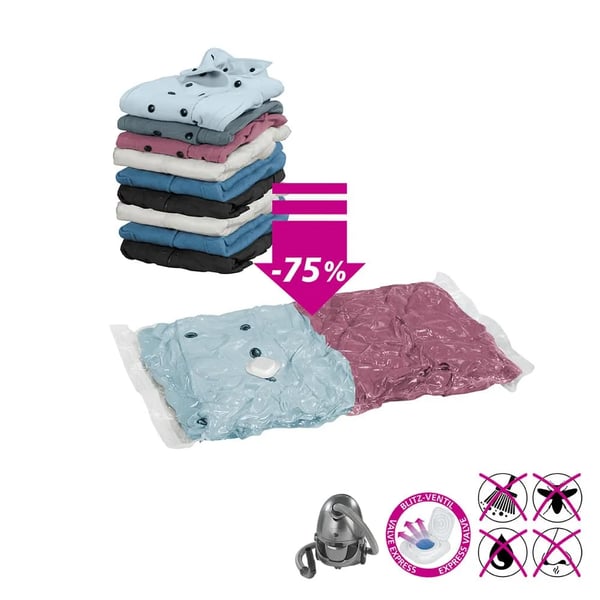 WENKO 52630100, Pehmeä vaatteiden säilytyspussi, Läpinäkyvä, Muovi, 90 cm, 55 cm, 90 cm