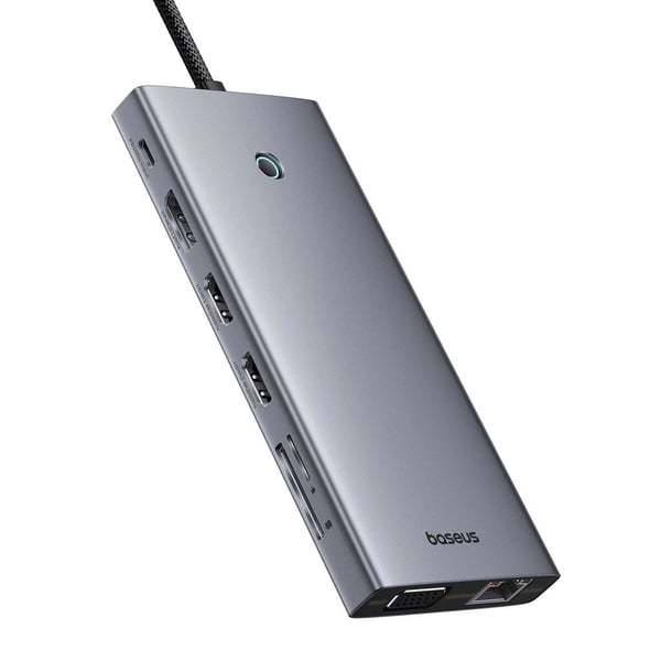 Baseus Hub 13in1 Baseus PortalJoy USB-C HDMI+DP+VGA+C+USB+PD+RJ45+SD/TF+3,5 mm (harmaa)