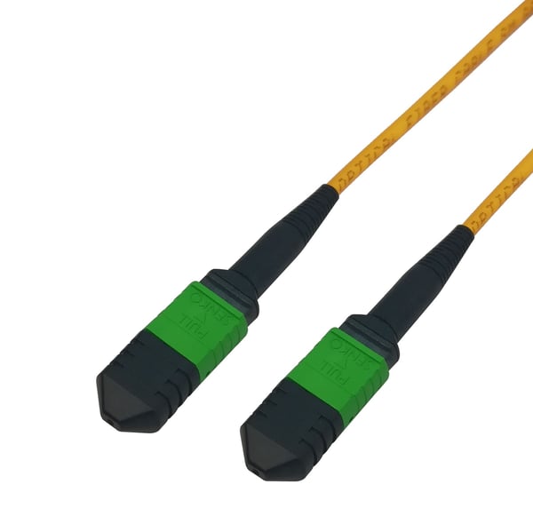 DELTACO - Koblingskabel - MPO-12/APC-enkeltmodus (hunn) til MPO-12/APC-enkeltmodus (hunn) - 1 m - fiberoptisk - OS2 - halogenfri - gul