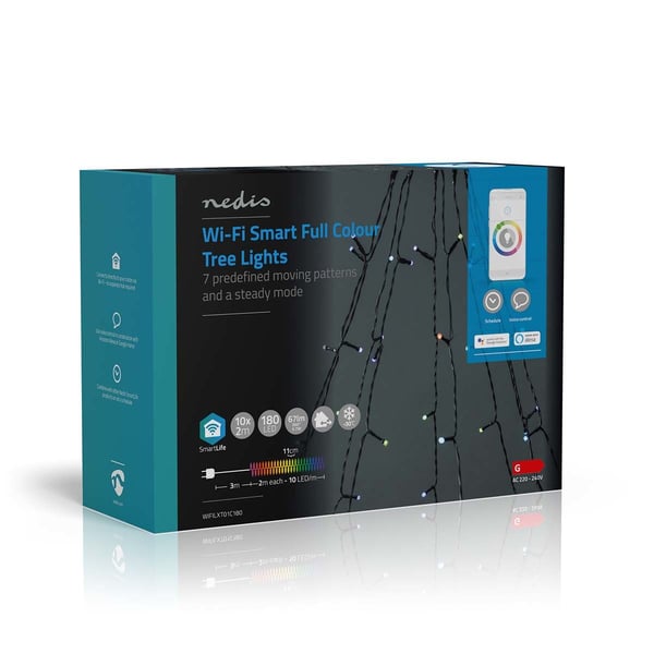 Nedis SmartLife - Kjedelys - LED - 6 LED/m - 5,7 W - Klasse G - RGB-lys - tre - svart - for P/N: PEBX01OG, PESTD01OG