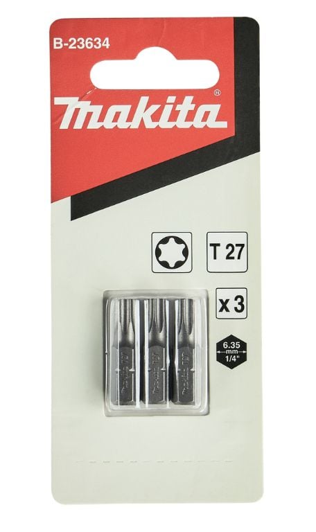 Makita - Spiss for skrutrekker - 3 deler - torx - T27 - heksagonal - lengde: 25 mm