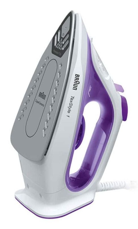 Braun TexStyle 1 SI 1080, Kuiva- & höyrysilitysrauta, Keraaminen pohjalevy, 1,9 m, 130 g/min, musta, Purppura, 0,22 L