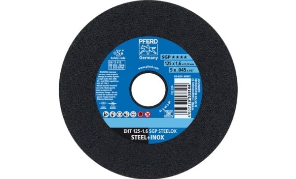 PFERD EHT 125-1,6 SGP STEELOX, Stål, Rustfritt stål, PFERD, 2,22 cm, 12,5 cm, 12200 rpm, 25 stk