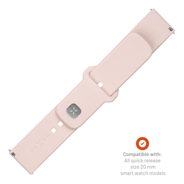 FIXED - Klokkestropp for smart armbåndsur - silicone, quick release, 20 mm - 160-235 mm - rosa