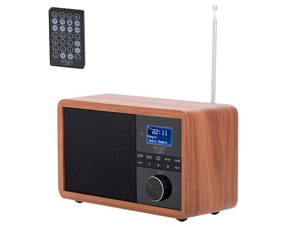 Adler AD 1184 bärbar DAB+-radio med Bluetooth, 15 W, svart, trä
