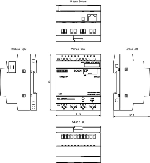 Siemens 6ED1052-2FB08-0BA2 PLC-ohjausmoduuli 115 V/DC, 230 V/DC, 115 V/AC, 230 V/AC