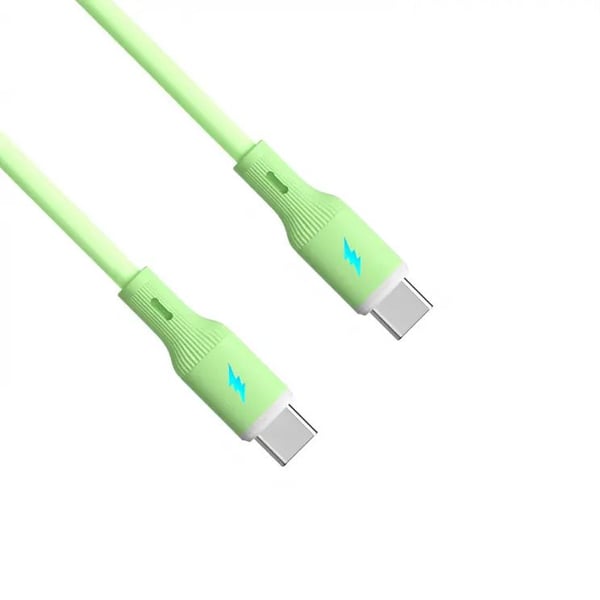 Akyga - USB-kabel - USB-C (hann) til USB-C (hann) - USB 2.0 - 20 V - 3 A - 1 m - Hurtiglading opptil 60W - grønn