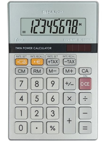 Sharp EL-330ER, Ficka, Finansiell, 8 siffror, 1 linjer, AC/Batteri, Grå