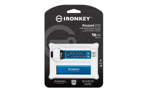 Kingston IronKey Keypad 200 USB-minne 16 GB USB 3.2 Gen 1 AES-256-kryptert