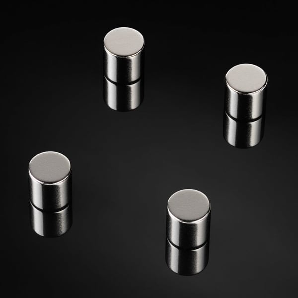 Super Stærke Magneter - cylinder i stål Ø1x1 cm - (4 stk.)