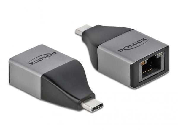 Delock - Nätverksadapter - USB-C 3.2 Gen 1 - Gigabit Ethernet - grå
