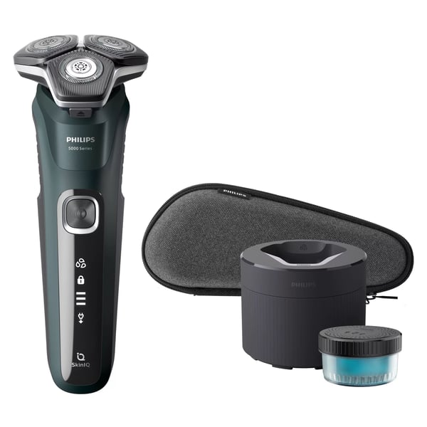 Philips Series 5000 S5884/50 rakapparat våt/torr, roterande, svart/grön