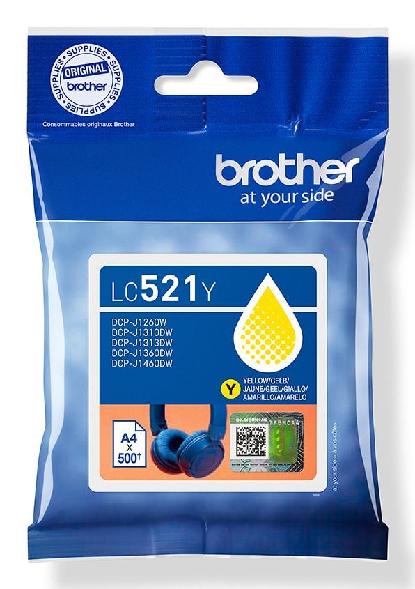 Brother LC521Y - Gul - original - kuddepack - bläckpatron - för Brother DCP-J1260W, DCP-J1310DW, DCP-J1313DW, DCP-J1460DW