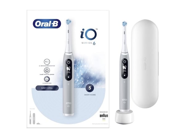 Oral-B iO 4210201381686, Roterande tandborste, Daglig vård, Gum omsorg, Intense, Känslig, Tandblekning, Grå, Grå, Rund, Batteri