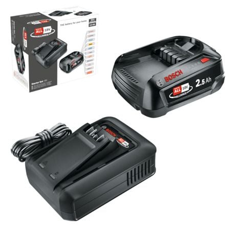 BOSCH Home & Garden verktøybatteri med lader 2,5 Ah + AL 1830CV Li-Ion 2,5 Ah (1600A031T4)