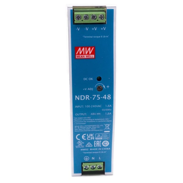 MEAN WELL NDR-75-48 strømforsyning for DIN-skinne 48 V/DC 1.6 A 75 W 1 utgang 1 stk