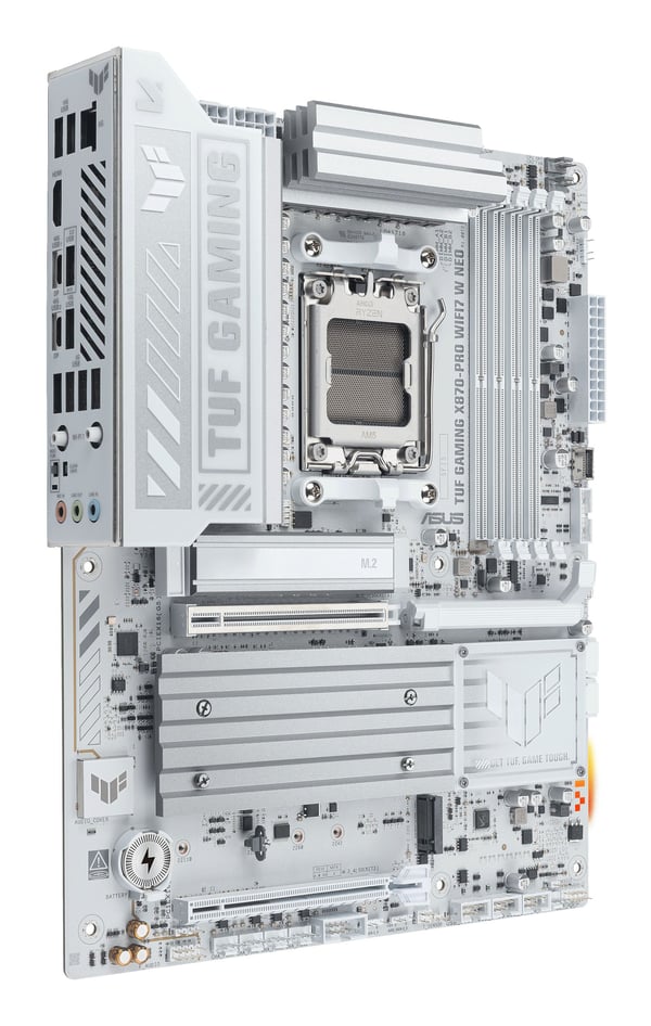 ASUS TUF GAMING X870-PRO WIFI7 W NEO moderkort, Socket AM5, ATX, DDR5, vitt