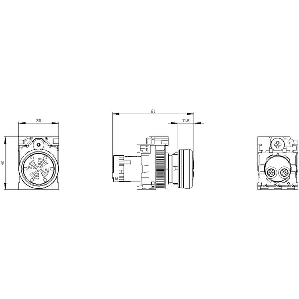Siemens 3SU1200-6LB10-1AA0, Jatkuva äänimerkki, 85 dB